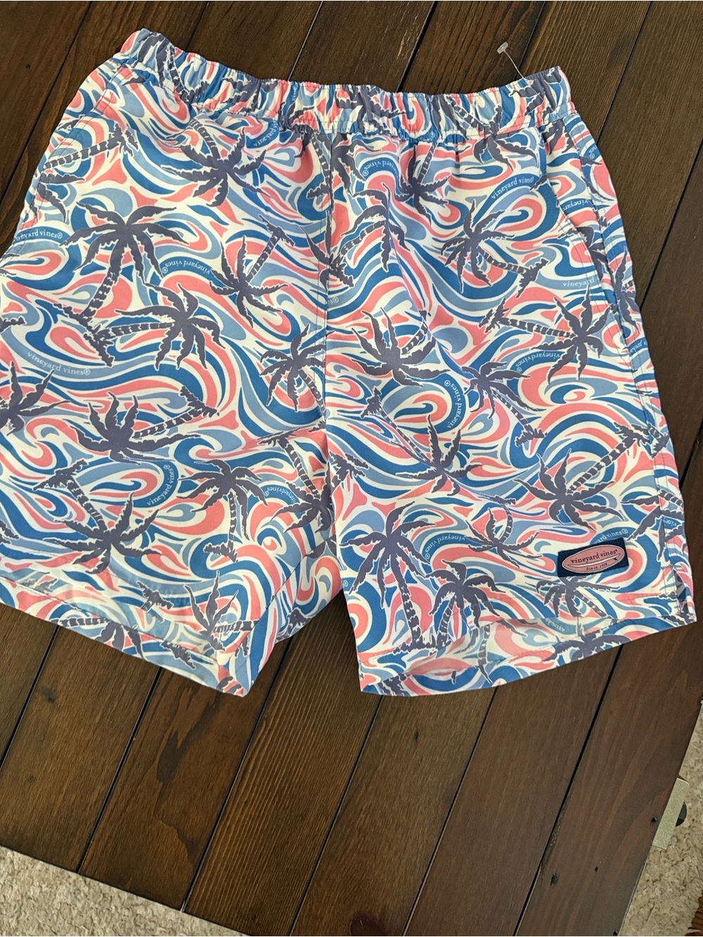 Vineyard Vines Men’s Coral, Blue & White Palm-Print nwt-size-S